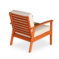 Simplie Fun Deep Seat Eucalyptus Chair, Natural Oil Finish, Dark Green Cushions