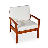 Simplie Fun Deep Seat Eucalyptus Chair, Natural Oil Finish, Burgundy Cushions