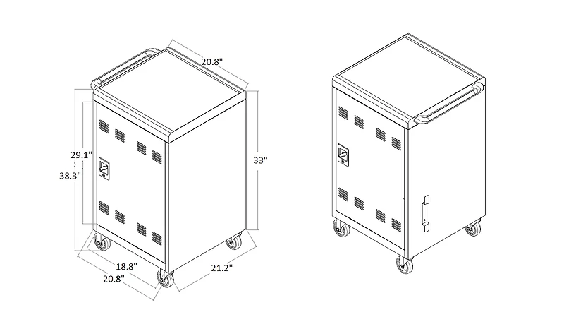Streamdale Furniture Mobile Charging Cart And Cabinet For Tablets Laptops 31+4-Device With Extra 4 Bits Power Strip-White