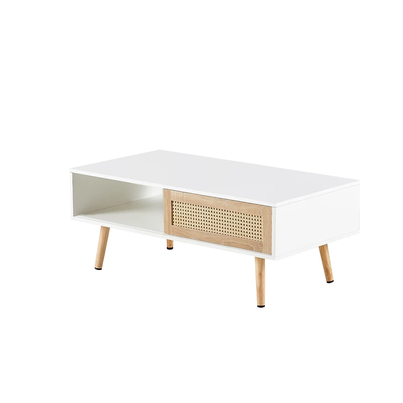 Streamdale 41.34" Rattan Coffee Table, White