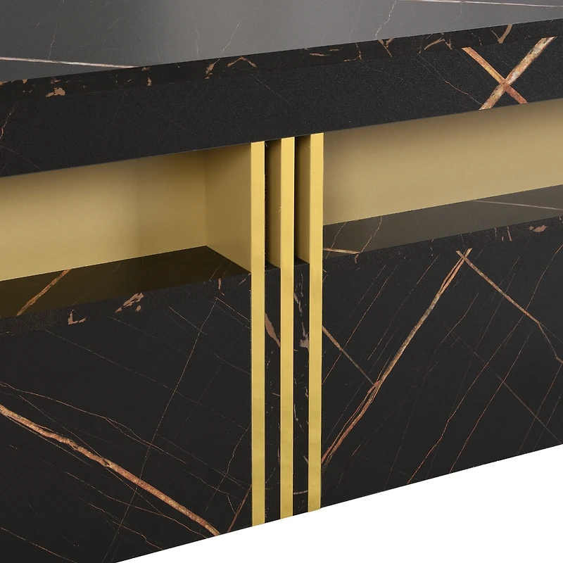 Streamdale Modern Black Square Storage Coffee Table With 4 Drawers
