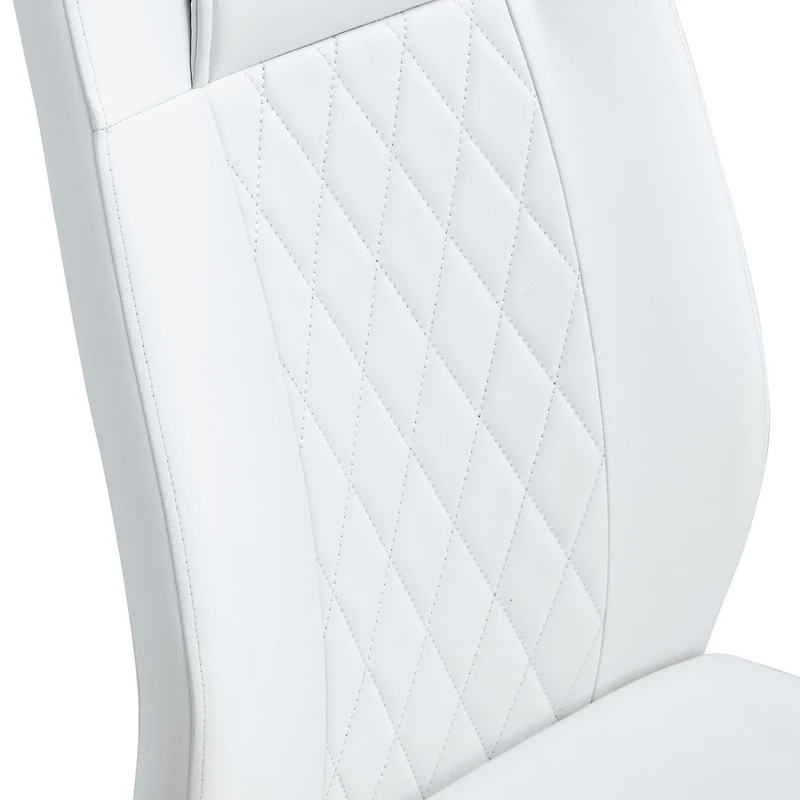 6-piece Modern Golden Leg Dining Chairs, White Pu