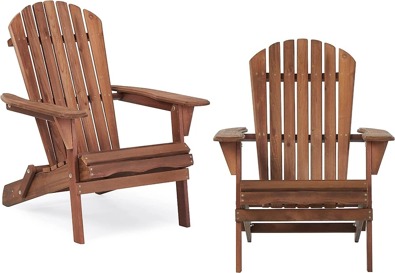 Streamdale Outdoor Folding Adirondack Chair Set - 2 Wood Lounge Chairs