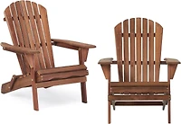 Streamdale Outdoor Folding Adirondack Chair Set - 2 Wood Lounge Chairs
