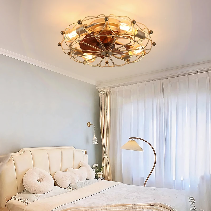 Streamdale Low-Profile Caged Ceiling Fan with Remote