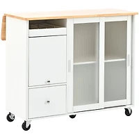 Streamdale Led Kitchen Island Cart with Drop Leaf & Storage