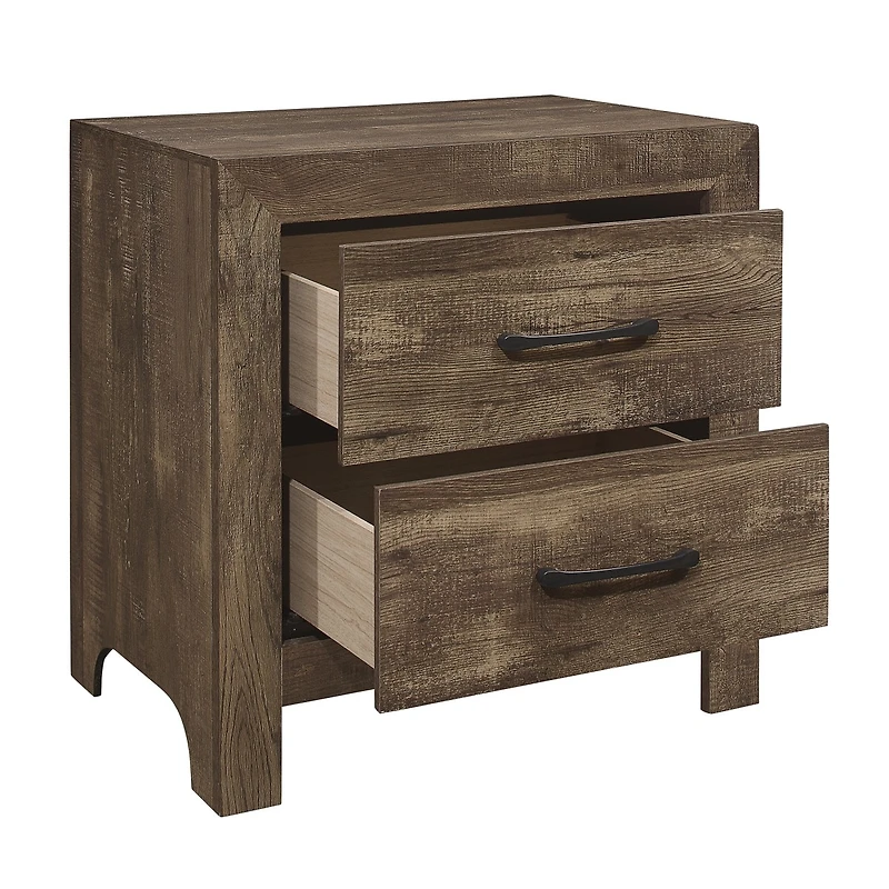 Streamdale Furniture Simple Look Rustic Brown Finish 1 Piece Nightstand Of Drawers Black Metal Hardware Bedroom Furniture