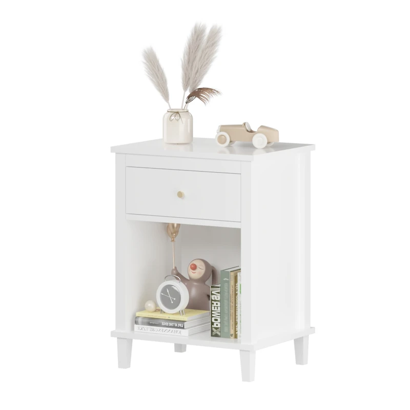 Streamdale Wooden Nightstand With One Drawer One Shelf For Kids, Adults