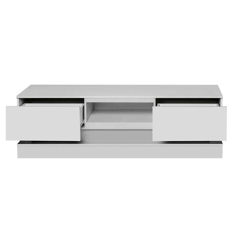 Streamdale 63 Inch Modern Tv Stand With Led Lights, High Glossy Front Tv Cabinet