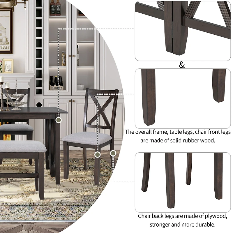 Streamdale 6-Piece Foldable Dining Set