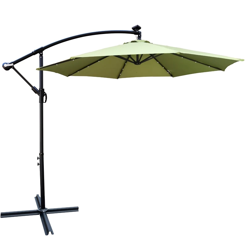 Simplie Fun 10 Ft Outdoor Patio Umbrella Solar Powered Led Lighted Sun Shade Market Waterproof 8 Ribs