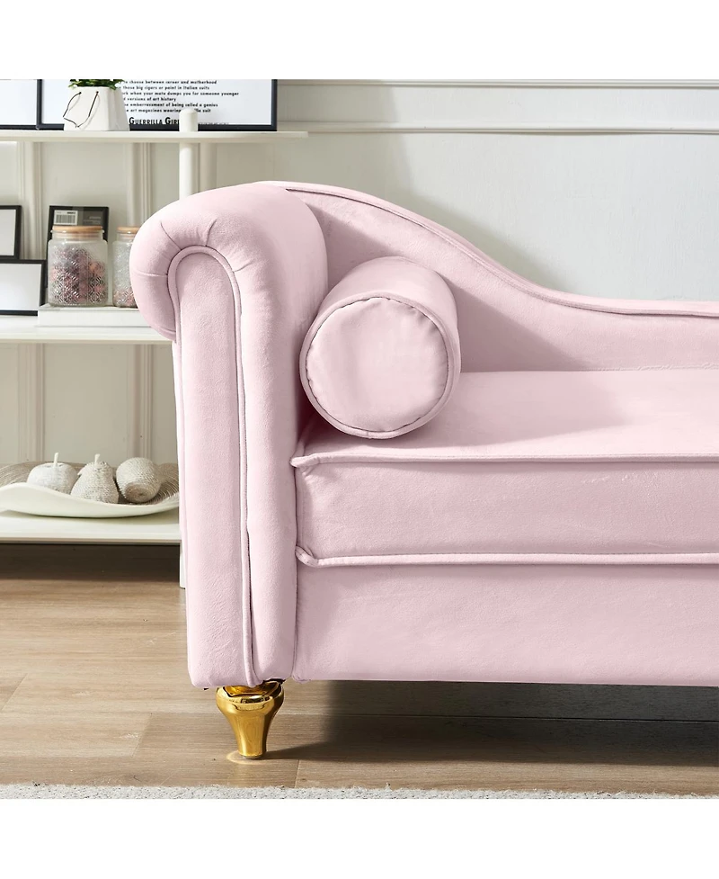 Simplie Fun Modern Upholstery Chaise Lounge Chair With Storage Velvet (Pink)