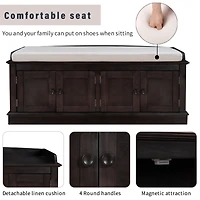 Streamdale Multi-Functional Storage Bench with Shelves and Cushion