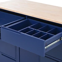 Streamdale 8-Drawer Kitchen Cart with Rubber Wood Countertop