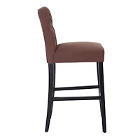 29" Upholstered Linen Fabric Tufted Bar Stool Chair