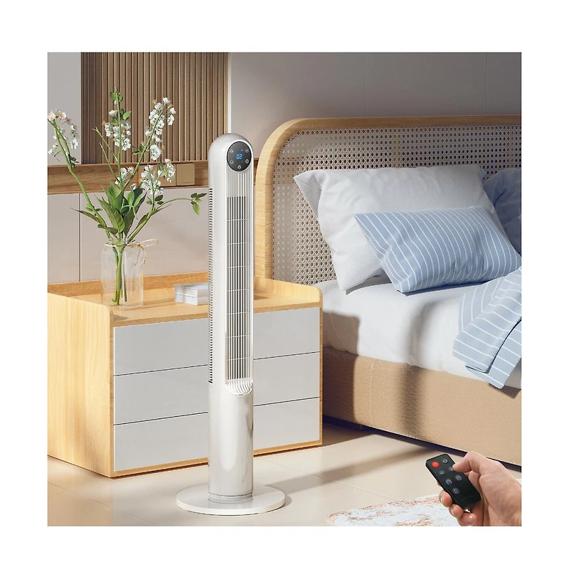 Slickblue 42 Inch 80 Degree Tower Fan with Smart Display Panel and Remote Control