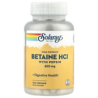 Solaray High Potency Betaine HCl with Pepsin - 100 VegCaps