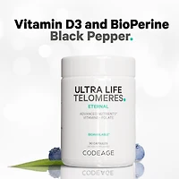 Codeage Ultra Life Telomeres Supplement - 5 Mthf Folate Vitamin B9, Vitamin B12 Methylcobalamin, Vitamin D3, L-Theanine, Ashwagandha