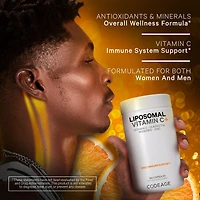 Codeage Liposomal Vitamin C 1500mg with Zinc, Elderberry, Citrus Bioflavonoids Grapefruit, Lemon, Orange Powder, Quercetin & Rose Hips Fruit Supplemen