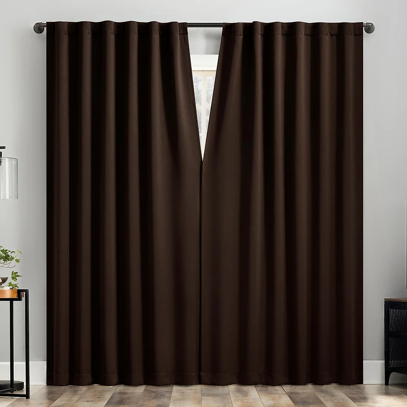 Aria Magnetic Closure Theater Grade 100% Blackout Back Tab Curtain Panel Pair