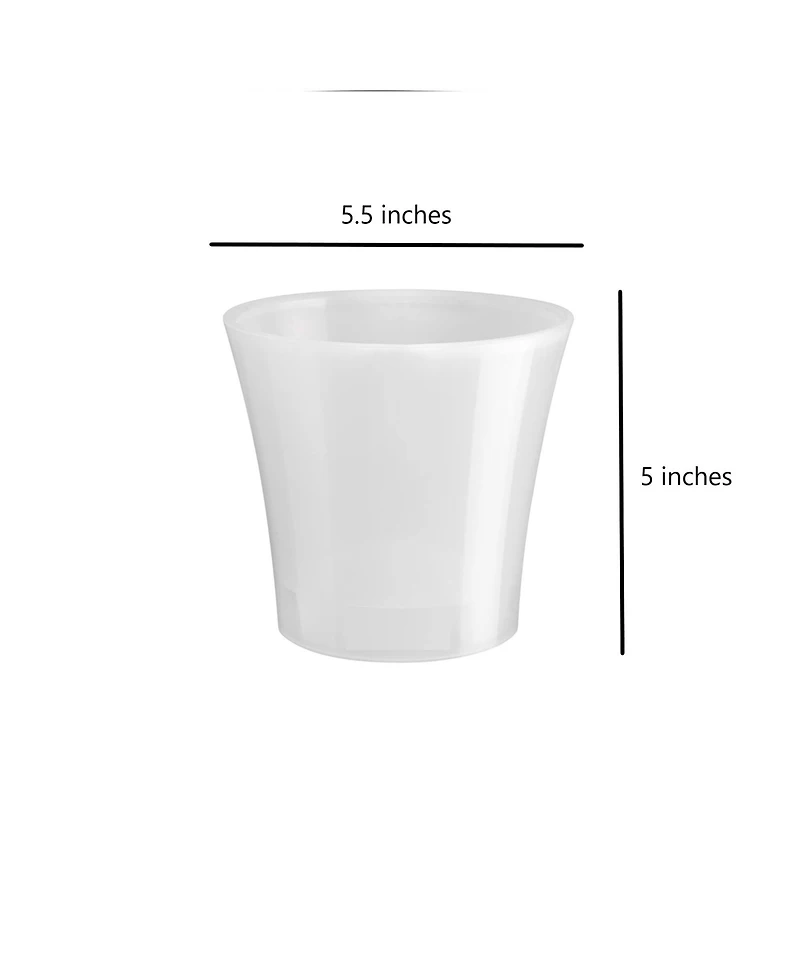 Decopots Plastic Round Modern Flower Pot with Drainage Planter, White Purple, 6.5in