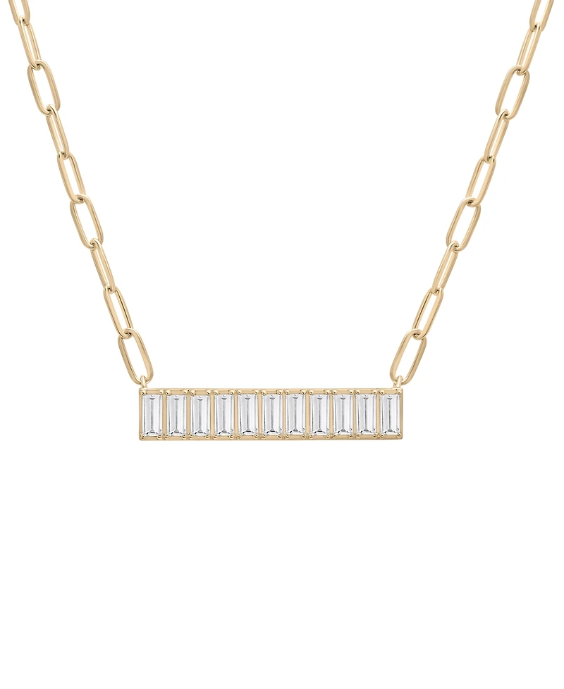 Audrey by Aurate Nano Emerald Color Baguette Bar Pendant Necklace (1 ct. t.w.) Gold Vermeil, 17" (Also White Sapphire Color, Ruby Colo
