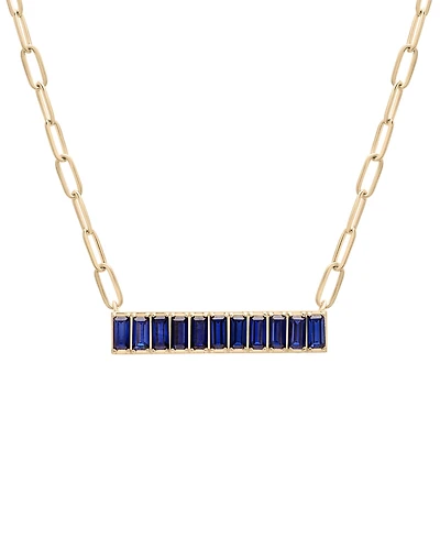 Audrey by Aurate Nano Emerald Color Baguette Bar Pendant Necklace (1 ct. t.w.) Gold Vermeil, 17" (Also White Sapphire Color, Ruby Colo