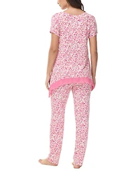 Women's Printed Short Sleeve Tunic with Pant Pajama Set