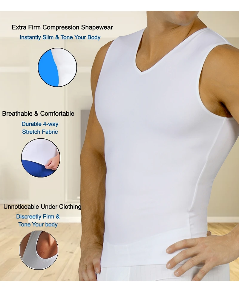 Instaslim Men's Power Mesh Compression Sleeveless V-Neck Shirt