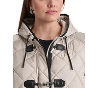 Dkny Plus Hooded Toggle-Front Quilted Coat
