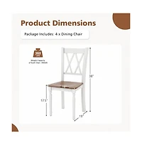 Set of 4 Wooden Farmhouse Kitchen Chairs with Rubber Wood Seat