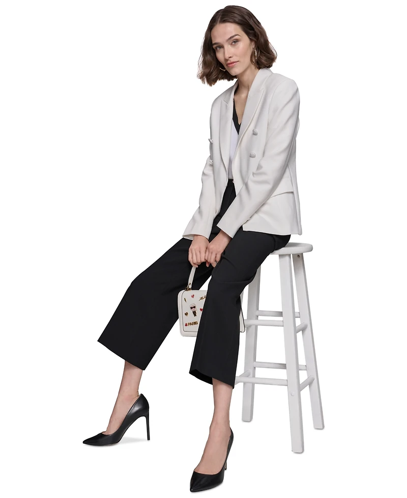 Karl Lagerfeld Paris Women's Peak-Lapel Faux-Double-Breasted Jacket