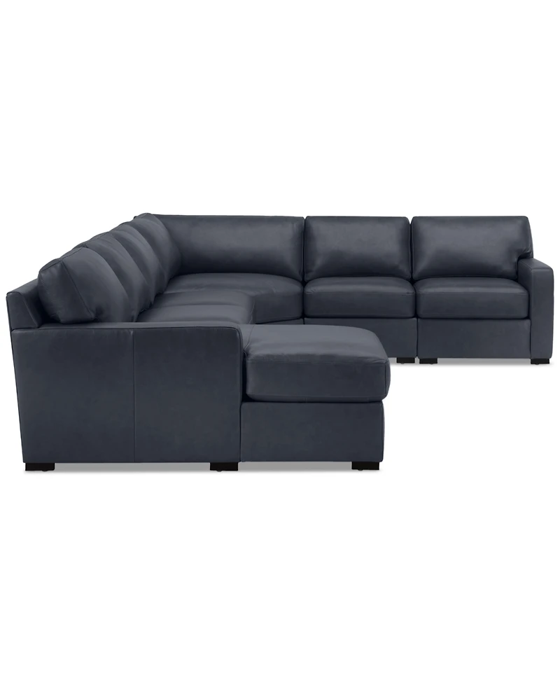 Radley 148" 5-Pc. Leather Wedge Modular Chase Sectional, Created for Macy's