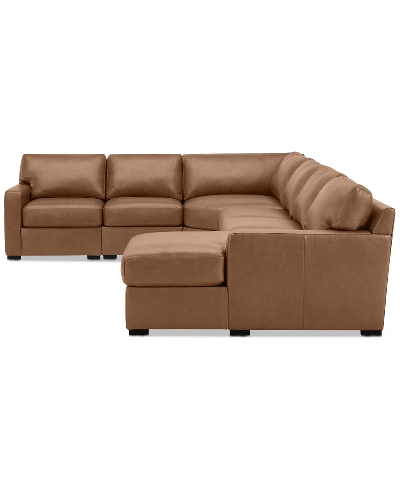 Radley 141" 6-Pc. Leather Wedge Modular Chaise Sectional, Created for Macy's