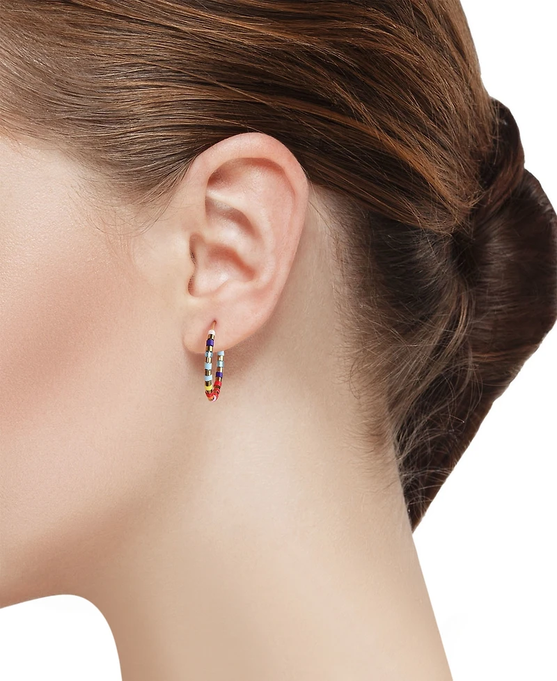Unwritten Cubic Zirconia Butterfly and Multi Color Beaded Hoop Stud Earring Set