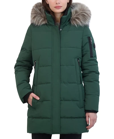 Nautica Women's Faux-Fur-Trim Hooded Puffer Coat
