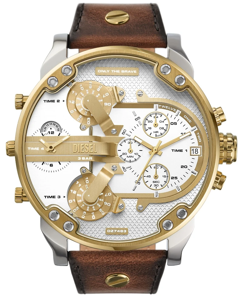 Diesel Men's Mr. Daddy 2.0 Chronograph Brown Leather Watch 57mm
