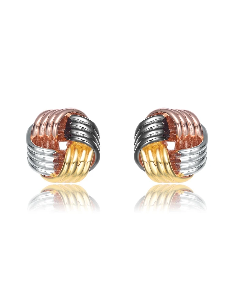 Sterling Silver with Cubic Zirconia Knot Bee Stud Earrings