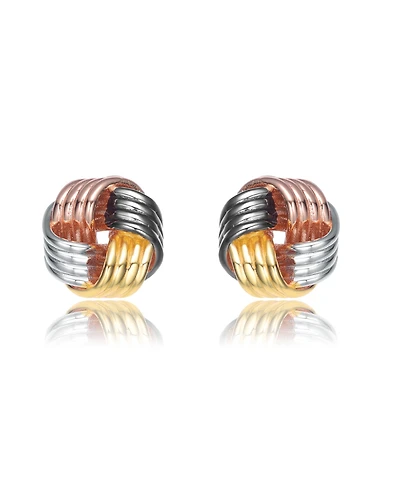 Sterling Silver with Cubic Zirconia Knot Bee Stud Earrings