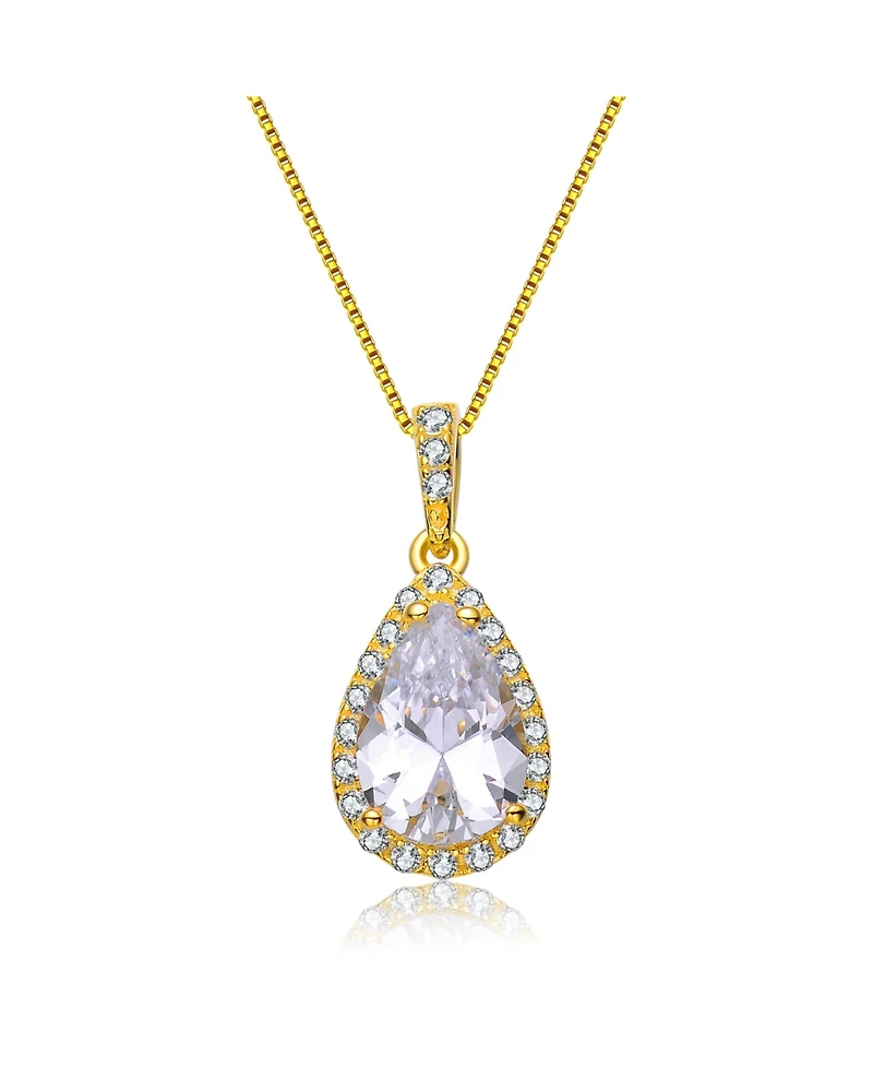 Sterling Silver with Clear Cubic Zirconia Pear Shaped Pendant