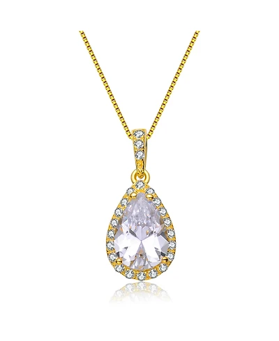 Sterling Silver with Clear Cubic Zirconia Pear Shaped Pendant