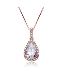 Sterling Silver with Clear Cubic Zirconia in Pear Shaped Pendant