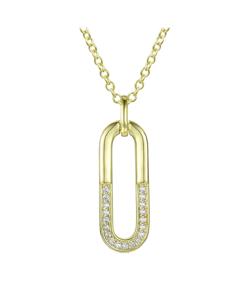 Sterling Silver Cubic Zirconia Geometrical Pendant Necklace