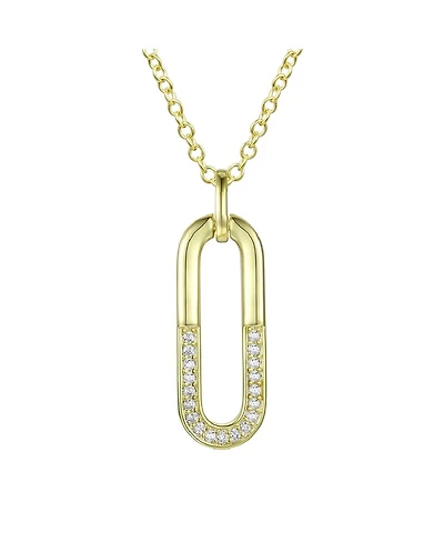 Sterling Silver Cubic Zirconia Geometrical Pendant Necklace