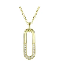 Sterling Silver Cubic Zirconia Geometrical Pendant Necklace
