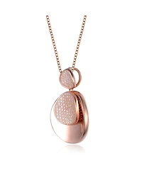 Sterling Silver Overlay Cubic Zirconia Pave Double Circle Necklace