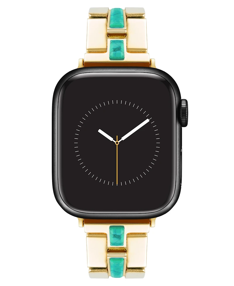 Anne Klein Women's Gold-Tone Alloy Metal Bracelet with Genuine Turquoise designed for Apple Watch 42mm (Series 1-3 only) & 44/45/46/49mm (Ultra & Ultr