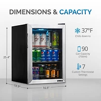 Newair 90 Can Beverage Refrigerator Cooler, Freestanding Small Mini Fridge in Stainless Steel for Home, Office or Bar
