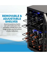 Newair Freestanding 43 Bottle Dual Zone Compressor Wine Fridge in Stainless Steel, Adjustable Racks and Exterior Digital Thermostat