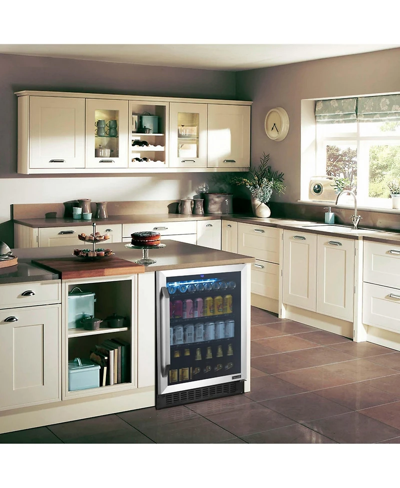 Newair FlipShelf 24" 179 Can or 49 Bottle, Built-in or Freestanding Wine and Beverage Fridge with Reversible Shelves and Precision Temperature Co